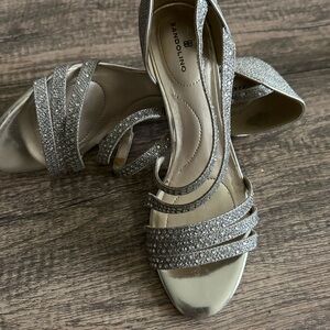 Bandolino Silver Heels with Rhinestone Embellishments